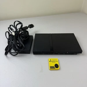 Sony PlayStation 2 PS2 Slim 75001 Negro Consola Cables Tarjeta de Memoria Probada - Imagen 1 de 7