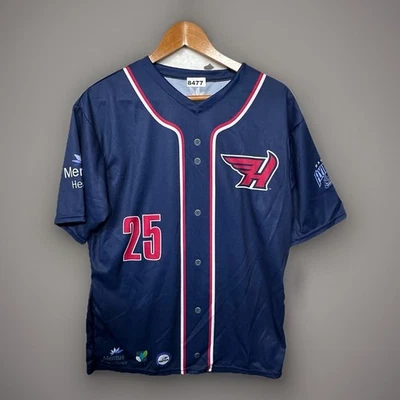 Camiseta Hagerstown Flying Boxcars Juvenil Grande Azul MILB Béisbol Mérito Salud Foto 1 de 4