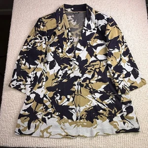 MISOOK 1X Abstract Floral Knit Blazer Jacket Black Beige White Career - Picture 1 of 7