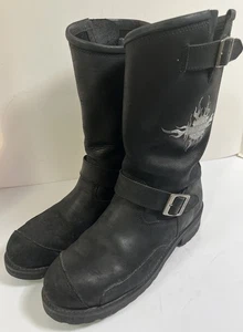 HARLEY DAVIDSON 91066 Herren 10 SILVER FLAME BESTICKT Stiefel Biker Motorrad - Bild 1 von 10