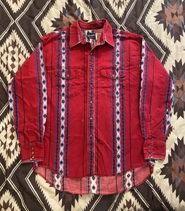 Camisa occidental vintage Wrangler azteca a rayas manga larga perla a presión para hombre talla XL - Imagen 1 de 11