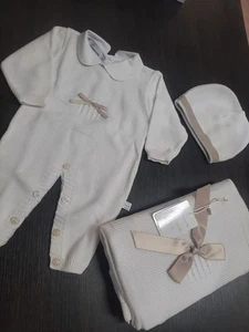 Set nascita neonato Tutina Copertina Cappellino in Filo Nazareno Gabrielli - Imagen 1 de 14