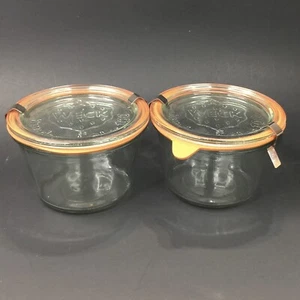 WECK Rundrand Glas 100 Clear Jar Canning 370 ml Strawberry Clips Lid Set of 2 - Picture 1 of 10