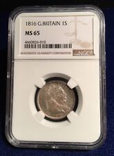 ENGLAND GEORGE III 1816 1 SHILLING SILVER COIN, UNCIRCULATED CERTIFIED NGC MS65