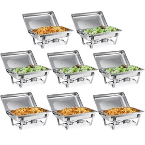 8-Pack 8qt Chafer Chafing Dish Buffet Set Stainless Steel Bain Marie Food Warmer - Picture 1 of 6