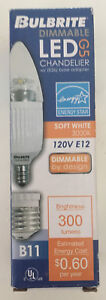 Bulbrite LED dimmable Chandelier Light Bulb soft White, 5W w/ adapter