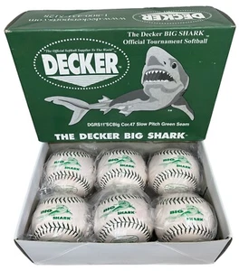 NEU 6er Set Vintage Decker Big Shark Slow Pitch Softball grüne Naht DGRS11SCBIG - Bild 1 von 8