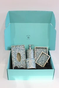 5-Piece Mother of Pearl Bathroom Set, Unique Gift For Wedding, House Warming - Picture 1 of 7