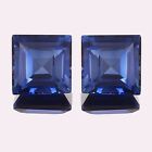 Natural Ceylon Blue Sapphire Square Cut Loose Gemstone Matching Pair 10 x 10 MM