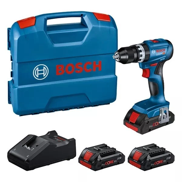 BOSCH GSB 18V-45 AVVITATORE BATTENTE + 3 BATTERIE PROCORE18V 4.0 AH + GAL 18V-40 - Immagine 1 di 1