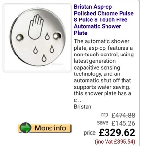 Bristan Asp-cp Polished Chrome Pulse 8 Touch Free Automatic Showerplate RRP £395 - Picture 1 of 3