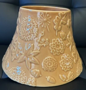 Hallmark Light Orange Leaves Acorn Floral Design Ceramic Large Candle Shade - Picture 1 of 6
