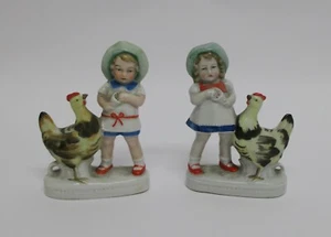 ✅ SPLENDIDA COPPIA STATUINE DEL 1940 FIRMATE IN PORCELLANA DIPINTE ANTIQUE-449 - Imagen 1 de 6