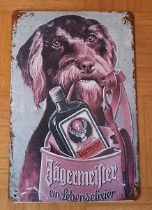 Werbe Blechschild JÄGERMEISTER mit Hund 20x30 cm