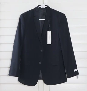 CALVIN KLEIN NWT $99 Boys Stretch Navy Slim Fit Blazer Jacket Top Size 16 - Picture 1 of 6