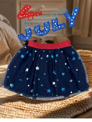 Falda 4th July Cat & Jack Niñas Azul Marino Estrella Tul Con Cintura Rojo Brillo Foto 1 de 4
