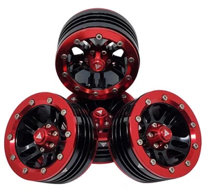 Llantas de ruedas sobre orugas Beadlock de aluminio NHX RC 1,9" - negras/rojas 4 piezas - Imagen 1 de 5