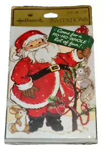 Invitaciones de fiesta NAVIDAD SANTA pájaros rojos ardilla troquelada nueva en paquete sello de colección - Imagen 1 de 2
