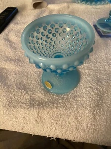 Fenton blue opalescent happy nails sherbet cup rare find - Picture 1 of 5