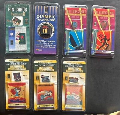 1996 Atlanta Olympic Pins lot of 7 in Package  Boxing Tennis Yachting and more - Image 1 of 2