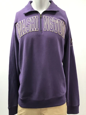 Washington Huskies Men's 1/4 Zip Pullover Sweatshirt Size XL, 2XL, '47 Purple Cover