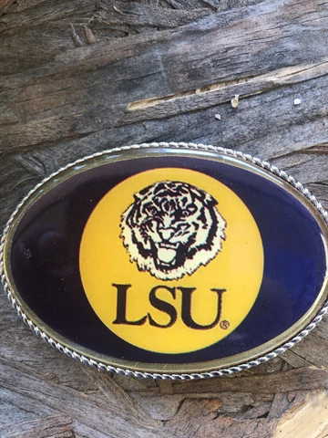 New LSU Tigers Belt Buckle Silver Louisiana State NCAA  Nice Cover