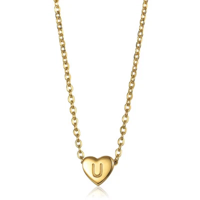 Dainty Gold Plated Heart Initial Letter Pendant Necklace for Girls Kids Jewelry - Image 1 of 4