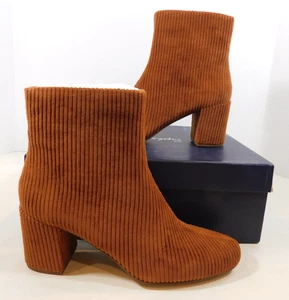 NEW Splendid Heather Inside Zip Ankle Bootie Boots 6.5 M Whiskey Brown Corduroy - Picture 1 of 7