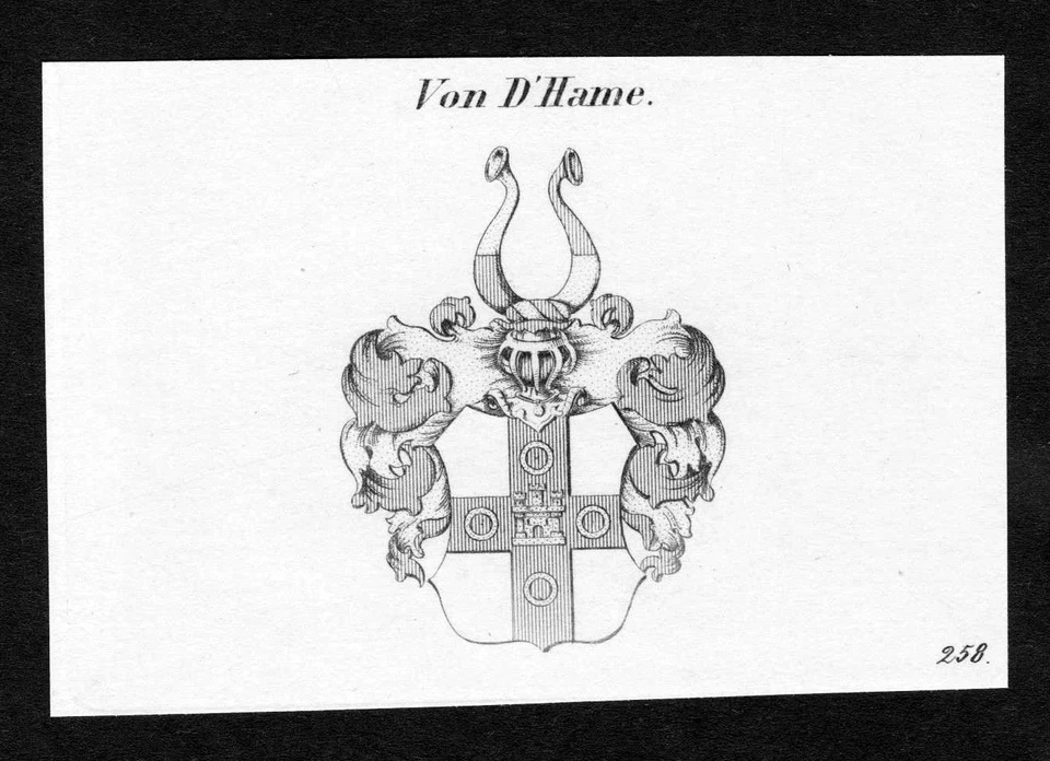 ca. 1820 d´Hame Wappen Adel coat of arms Kupferstich antique print heraldry - Bild 1 von 1