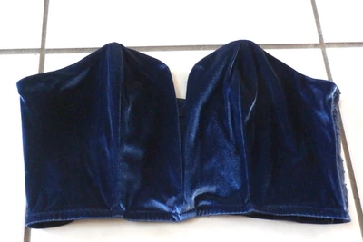 Bralette Victorias Secret sin tirantes talla grande terciopelo azul caprichoso H259 Foto 1 de 4