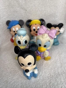 Vintage Six (6) Mattel Arco Disney Babies Bath Fun Toys Mickey Daisy Squeaky 80s - Picture 1 of 14