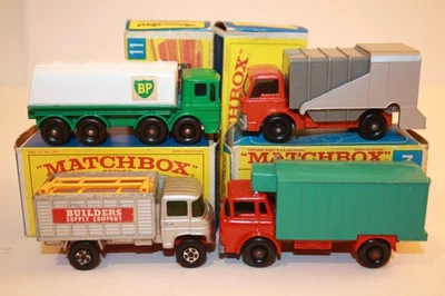 1960's Matchbox/Lesney Trucks w/BOXES Refrigerator/Scaffolding/Refuse/Gas Tanker - Image 1 of 4