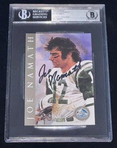 Joe Namath 1998 Ron Mix HOF Platinum Autos Signed Rookie Card (RC) Beckett BAS - Picture 1 of 4