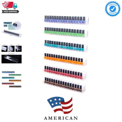 Elegante organizador de esmalte de uñas acrílico montado en la pared de 6 piezas - muestra 90 botellas Foto 1 de 4
