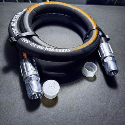"Conjunto de manguera hidráulica de 1/2"" con 2 extremos de tubería macho, macho NPT (1/2-14) 4000 PSI" Foto 1 de 3