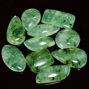 Prehnite Mix Shape Cabochon Loose Gemstone 10 Pcs 91.5 Ct 15X15 20X11 mm A-16351 - Picture 1 of 2