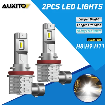 AUXITO 2pcs H11 H16 H8 LED Fog Light Bulbs Xenon White Color 6500K Error Free - Image 1 of 4