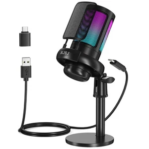 NJSJ USB Mikrofon für PC, RGB Gaming Mikrofon mit Stummschaltknopf B-WARE - Photo 1/1