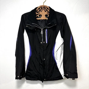 ZeroXposur Wintermantel schwarz lila weiß langarm durchgehender Reißverschluss gefüttert Damen S - Bild 1 von 6