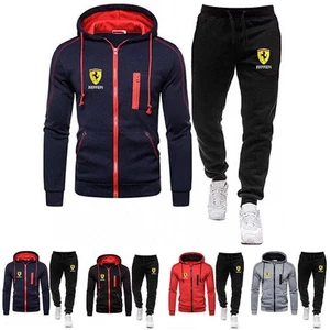 Conjunto de chándal con capucha y cremallera Ferrari para hombre sudadera abrigo pantalones para correr parte inferior - Imagen 1 de 13