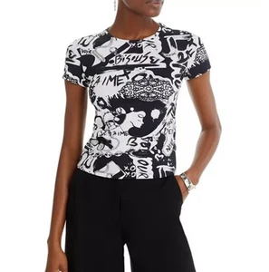 L'agence RESSI GRAFFITI T-Shirt Oberteil schwarz & elfenbein Größe SMALL PETITE - Bild 1 von 7