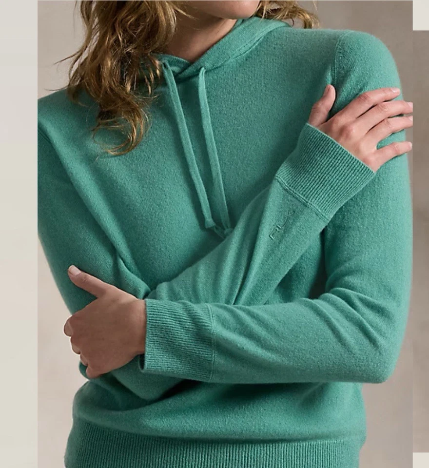 Sudadera con capucha RLX Ralph Lauren para mujer de cachemir verde talla PS nueva Foto 1 de 4