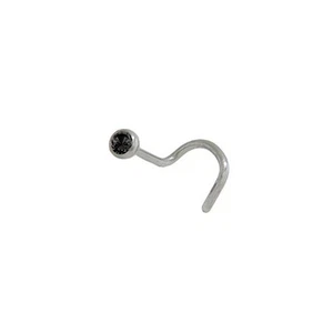 Nose Stud 316L Surgical Steel Black CZ Gem 18G 6mm Screw - Picture 1 of 1