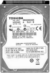 Hard Drive Toshiba MK5065GSX 500GB SATA II 5400U/Min 8MB Cache 3Gbps 2.5'' Inch - Picture 1 of 3