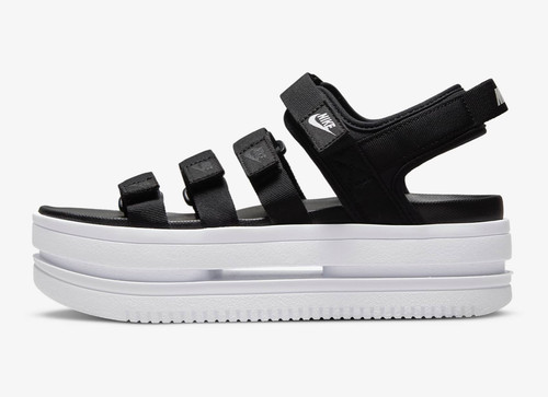 Sandali donna Nike Icon Classic platform DH0224 001 nero bianco taglia 11 M