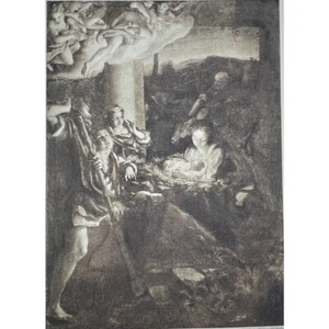 Original 19th Century Photogravure "HOLY NIGHT" Nativity - Baby Jesus - Picture 1 of 2