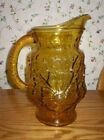 Anchor Hocking Vintage Amber Gold Rain Flower Water Pitcher Vase