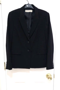 Womens Apostrophe Suit Jacket Blazer Coat Large Black Lined Button Shoulder Pads - Picture 1 of 14