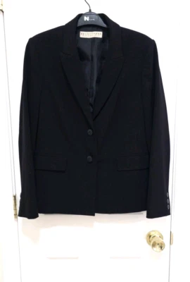 Mujer Apóstrofe Traje Chaqueta Blazer Abrigo Grande Negro Forrado Botón Almohadillas para los Hombros Foto 1 de 4