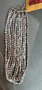 Gorgeous Sterling Silver 6 Strand Fresh Water Pearl And Quartz Necklace  - Picture 1 of 3